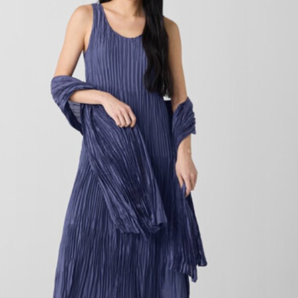 Eileen Fisher Crushed Silk Tiered Dress NWOT - Picture 1 of 10
